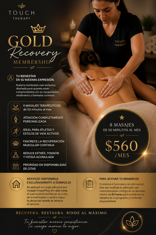 Therapeutic Massage - Gold Recovery Membership 8 sesiones -50 min